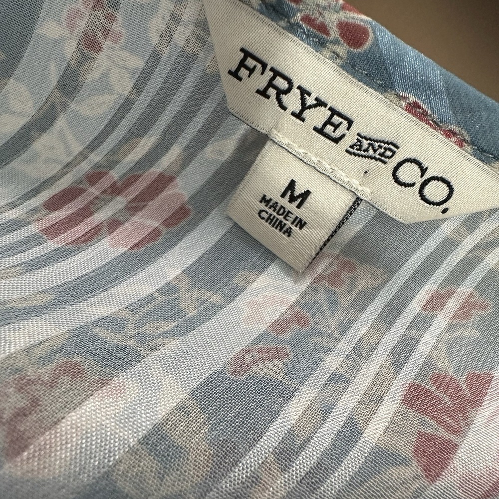 FRYE & Co Womens Midi Dress Boho Cottagcore Floral Size Medium M Long Sleeve - Picture 6 of 6